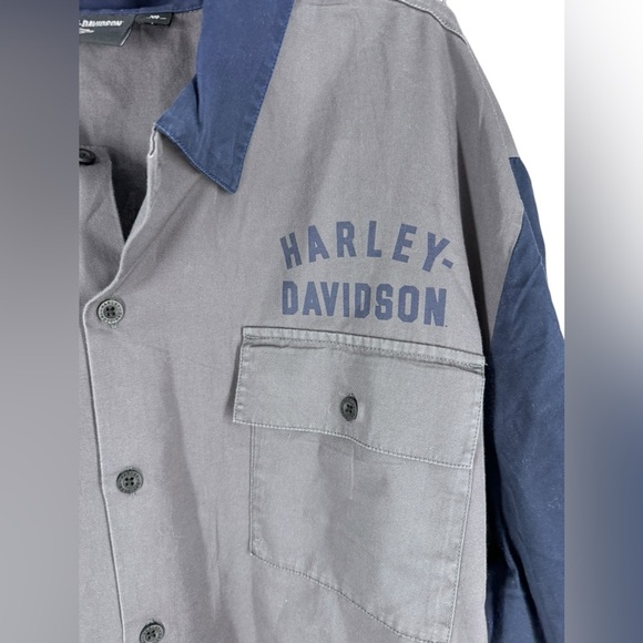 Harley Davidson Men's Racing Colorblock Shirt - Blackened Pearl 3XL - Picture 2 of 6